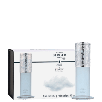 Crea un ambiente acogedor en tu hogar con el portavelas Starck Grise con aroma Peau de Pierre