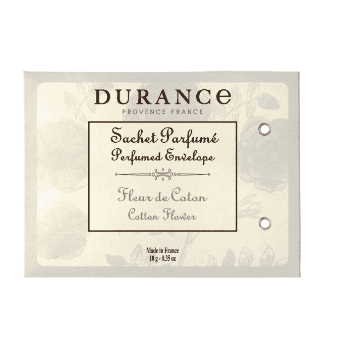 Perfuma los pequeños espacios de tu hogar con el sobre ambientador para armarios, cajones o coche Flor de Algodón de Durance