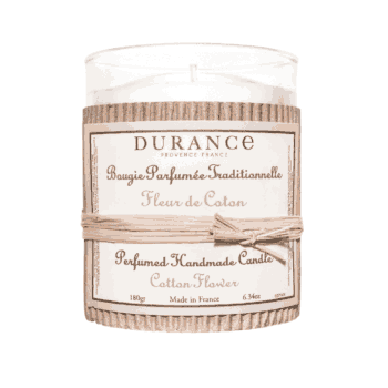 Perfuma tu hogar con la vela perfumada Flor de Algodón de 180 gr de Durance con ingredientes de alta calidad