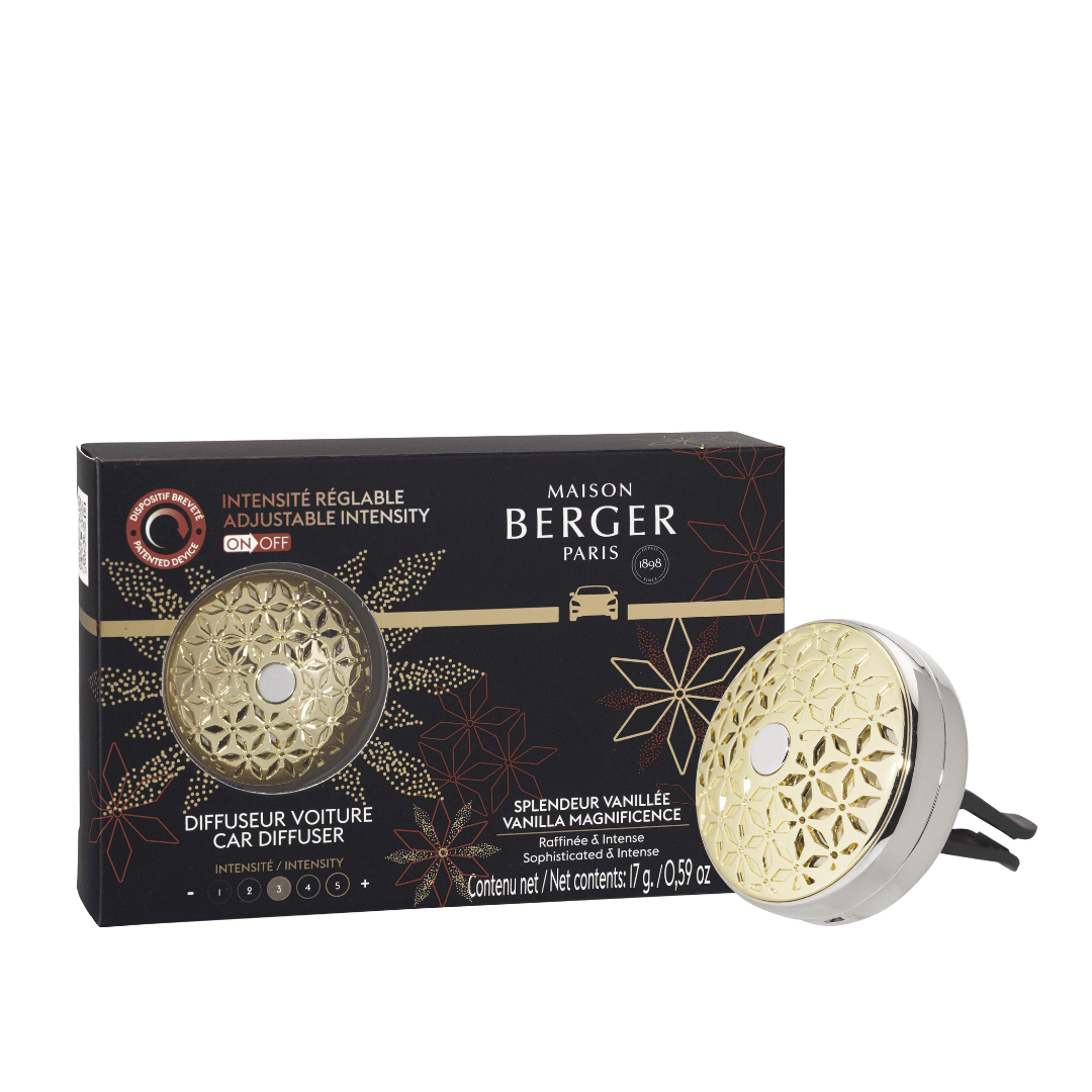 Protege tu coche de olores indeseados mientras lo perfumas con el difusor ambientador para coche Pomelis con aroma Splendeur Vanillée de Maison Berger