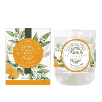 Perfuma el entorno de tu hogar con la vela natural perfumada Flor de Naranjo de 180 gr de Durance con ingredientes de alta calidad
