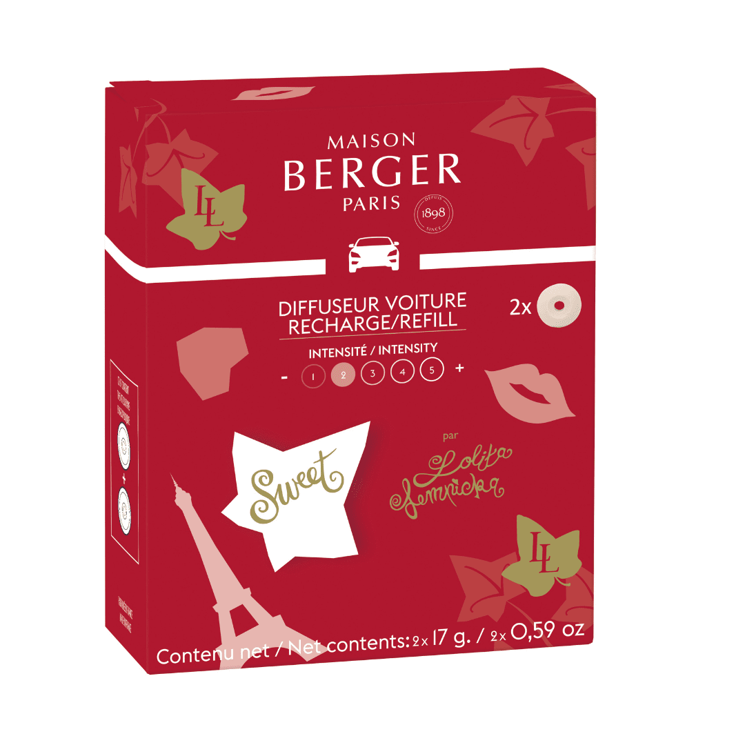 Recarga de ambientador de coche Lolita Lempicka Sweet de Maison Berger para seguir disfrutando de tus viajes.